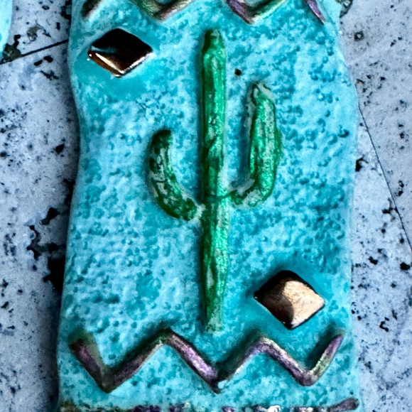 Cactus Ceramic Ornaments Holiday Tree Mint & Pink New - Picture 2 of 5